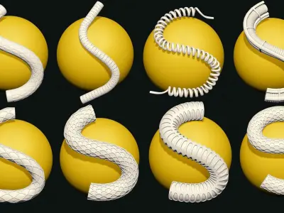 44 IMM CABLES and HOSES FOR ZBRUSH HIGH and LOW POLY VOL 02 Low-poly 3D model