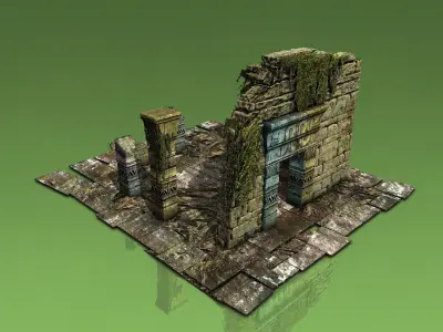 Jungle ruins with ivy Low-poly 3D model