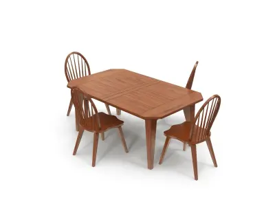 Colebrook 5 pc Dining Set Rustic Oak Free 3D model