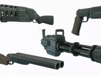 Low Poly Weapon Pack With PBR Materials Low-poly 3D model