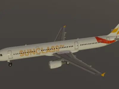 Sunclass airbus a321-211 low poly 3D Model  Low-poly 3D model