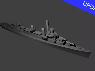 Fletcher Class Destroyer Warship 3D print model