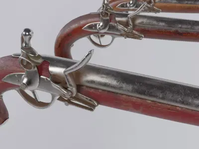 Low Poly PBR Flint Lock Musket Low-poly 3D model