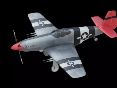 P51B Mustang Fighter Aircraft Low-poly 3D model