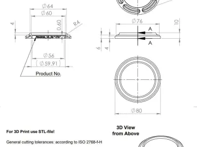 Base for Type-A Pedestal d80 D60 H10 hs4 3D print model