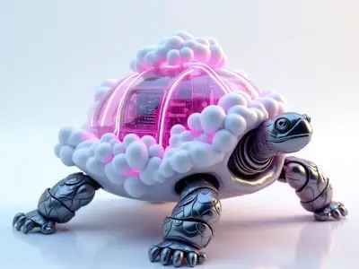 Cyberpunk Cloud Computing Turtle 3D Model Low-poly 3D model