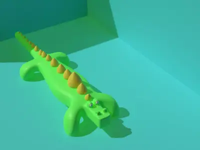 Cartoony Pastel Crocodile Low-poly 3D model