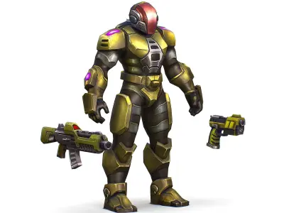 Sci-Fi Man Cyborg male Drone Trooper Soldier Low-poly 3D model