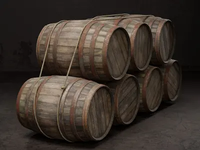 Barrels stack Low-poly 3D model
