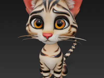 Cat Realistic 3D Model Basic - Low Poly Realistic Low-poly 3D model