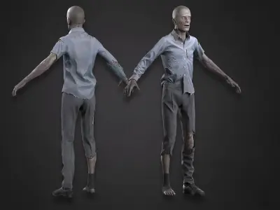 Zombie in Shirt Low-poly 3D model