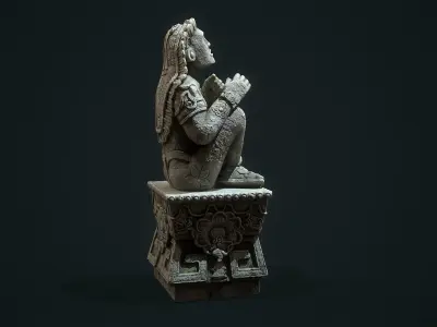 Statue Aztec Xochipilli God of art Low-poly 3D model