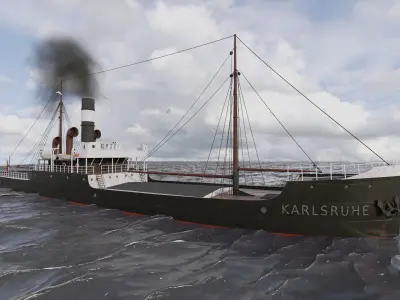  Karlsruhe 1905 german cargo steamer ship 3D model