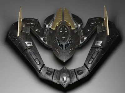 Batwing toy spaceship Low-poly 3D model