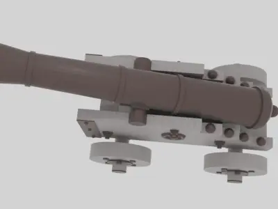 Cannon wooden Low-poly 3D model
