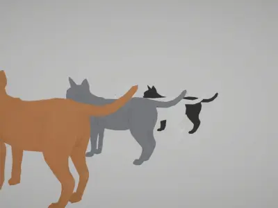 Flat World - Cats - Rigged and Animated Low-poly 3D model