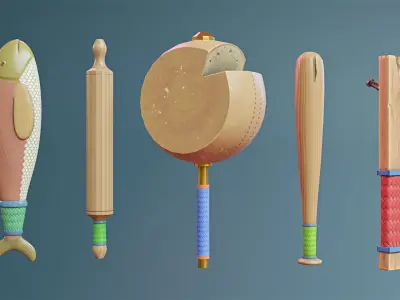 Ridiculous Weapons Pack Game Assets Low-poly 3D model
