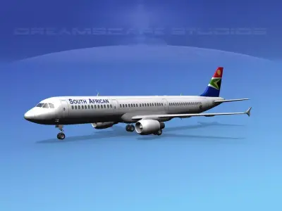 Airbus A321 South Africa 3D model