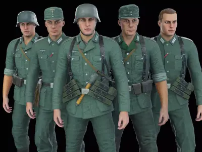German soldier World war 2 Low-poly 3D model