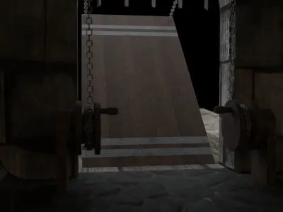 Drawbridge animated Low-poly 3D model