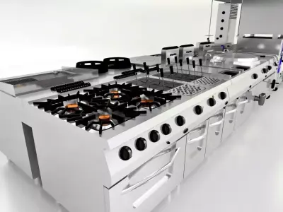 Industrial Type Main Kitchen Equipments 3D model