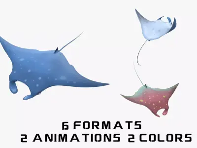 Animated manta ray 3D model
