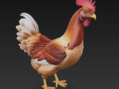 Brown Chicken Realistic 3D Model Basic - Low Poly Realistic Low-poly 3D model