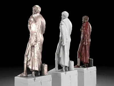 Sophocles statue collection Low-poly 3D model