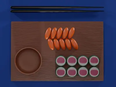 Cartoon sushi set 3D model 3D model