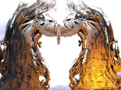 Angel horde wave sculpture 3D model