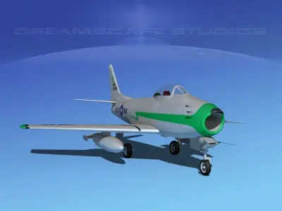 North American F-86 Sabre Jet V23 Col ANG 3D model