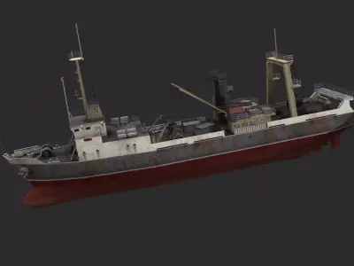 Fishing trawler Low-poly 3D model