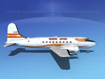 Douglas DC-4 Seaboard and Western 3D model
