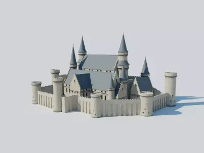 Castle Kit Bash Low-poly 3D model