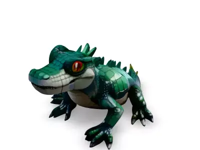 Stylized Cartoon Crocodile 3D Model Low-poly 3D model