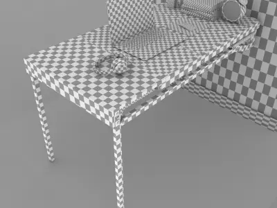 Wall Mounted Convertible Shelf and Table with Rigging 3D model