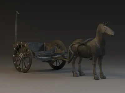 Statue Bronze Horse  sculpture coach equipage mammal 3D model