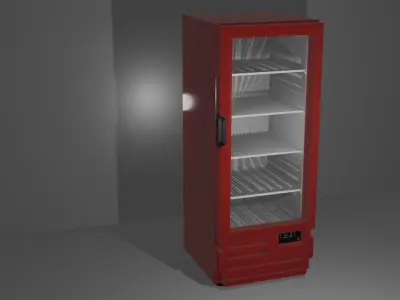 Commercial Freezer for Drinks - Red Low-poly 3D model