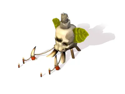 Stone Memorial Skull Totem Low-poly 3D model