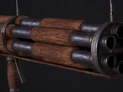 Steampunk Rocket Launcher PBR  Low-Poly Game Ready Low-poly 3D model