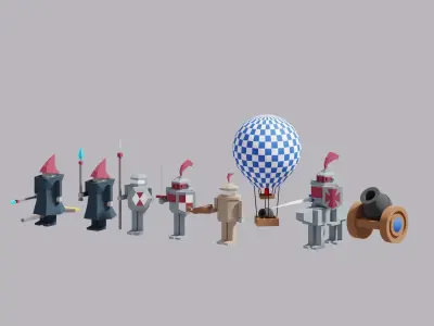 Medieval War Unit Character Package Low-poly 3D model