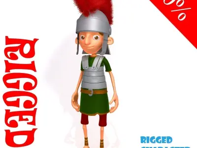 Roman Soldier Cartoon Rigged 3D model
