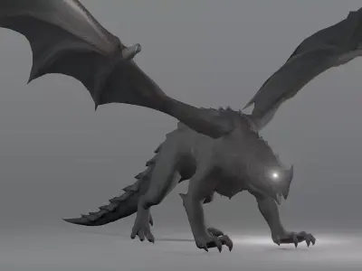 free Grey dragon rigged Free 3D model