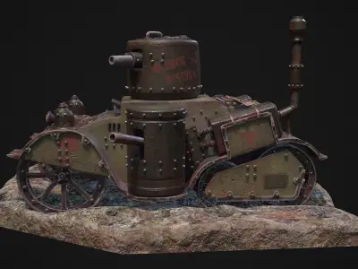 Steampunk Tank Low-poly 3D model