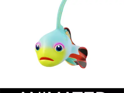 Fire Goby Fish Cartoon Animated Low-poly 3D model