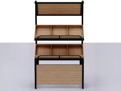 Stall model wooden shelf with two compartments Low-poly 3D model