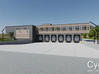 Modern furnished warehouse with office for Blender Low-poly 3D model