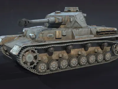 Pz Kpfw IV Tank Low-Poly Low-poly 3D model