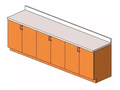 Countertop with Double Door Base Cabinet Free 3D model