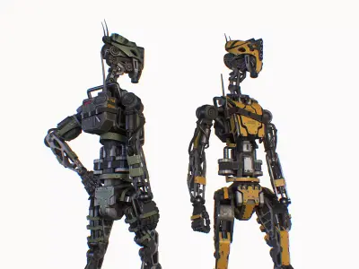 Scout robot character Unity UE gameready lowpoly model Low-poly 3D model